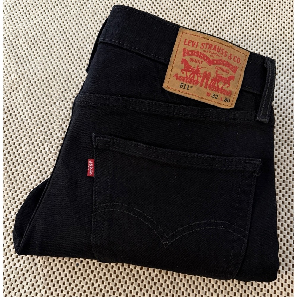 Levis 511 Jeans Sz 32 Mens Black Denim Original Distressed Stretch Levi Levi's